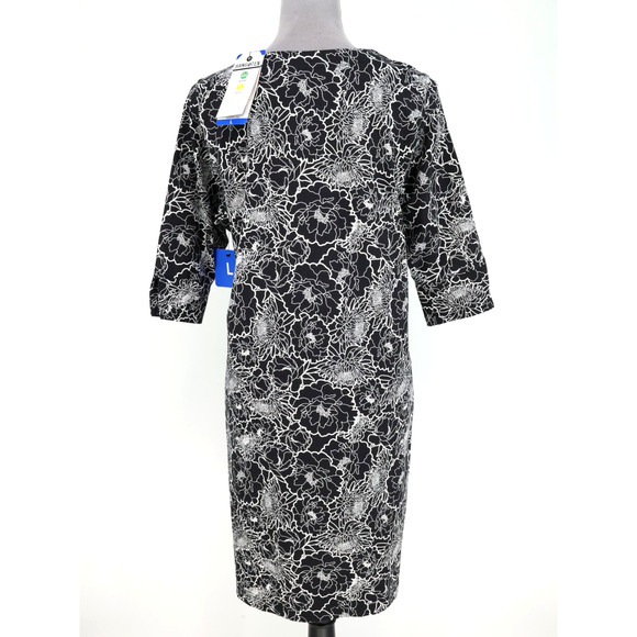 Hang Ten Dress Womens Large Black White Floral Stretch Pullover UPF 50 Plus New - Picture 2 of 16